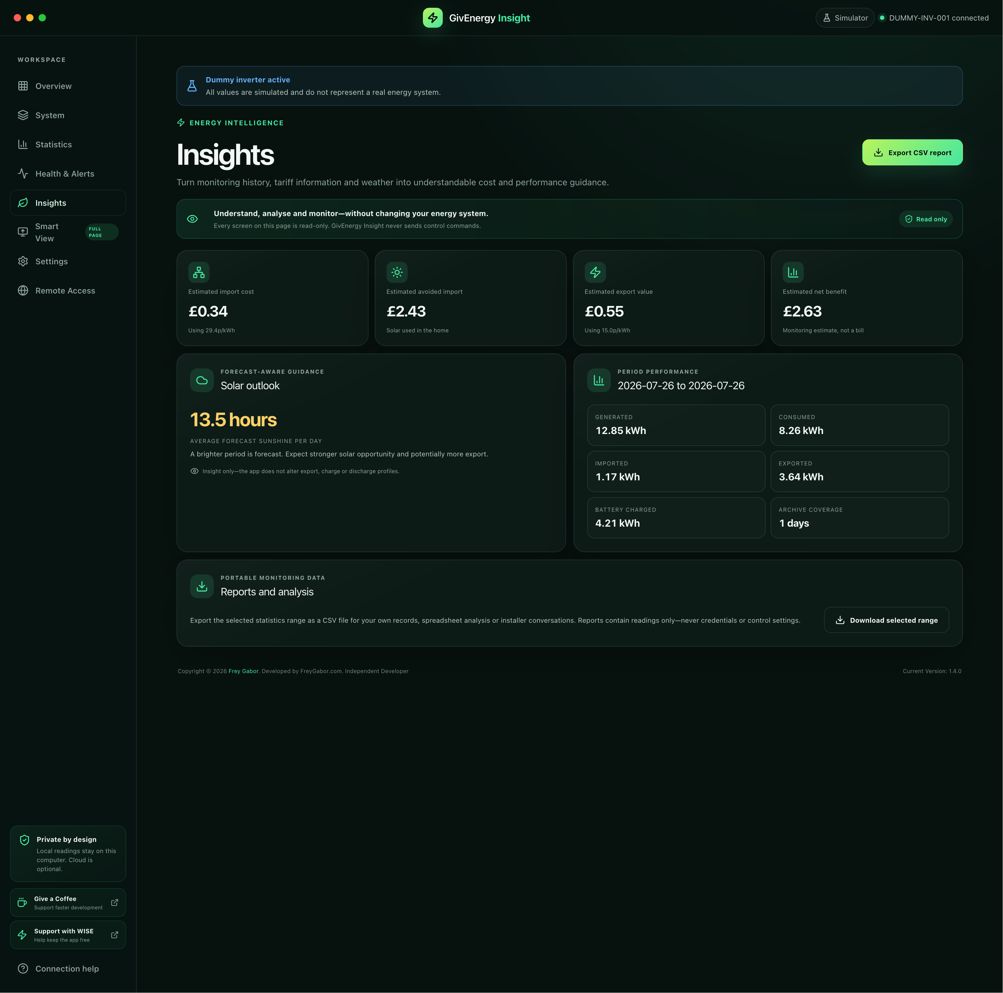 GivEnergy Insight 1.4.0 Insights running on Synology DSM